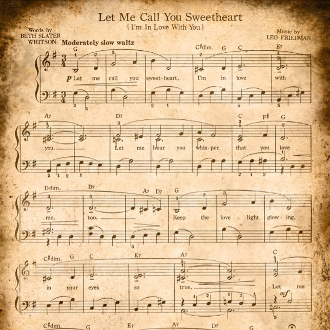 Let Me Call You Sweetheart Sheet Music Valentine (Creator Uploaded)