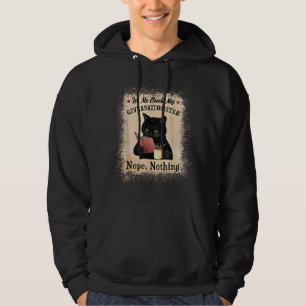 Let Me Check My Giveashitometer Black Cat Bleached Hoodie