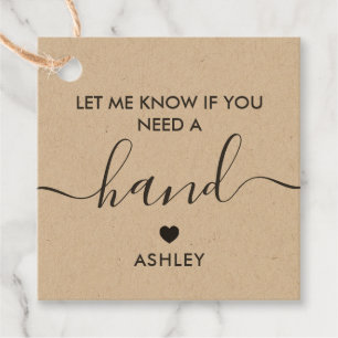 Let Me Know if You Need a Hand Gift Tag, Kraft Favour Tags