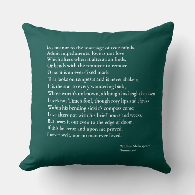 "Let me not to the marriage of true minds" Sonnet Cushion (Front)