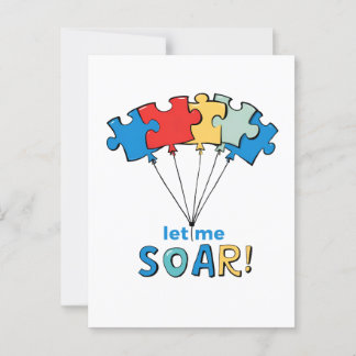 Let Me Soar - Autism Awareness Puzzle Balloon Postcard