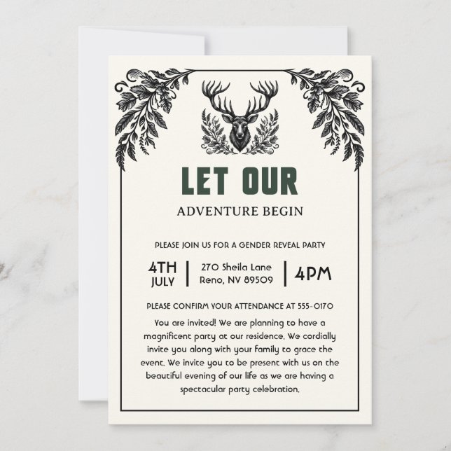 Let Our Adventure Begin Baby Shower Invitation (Front)