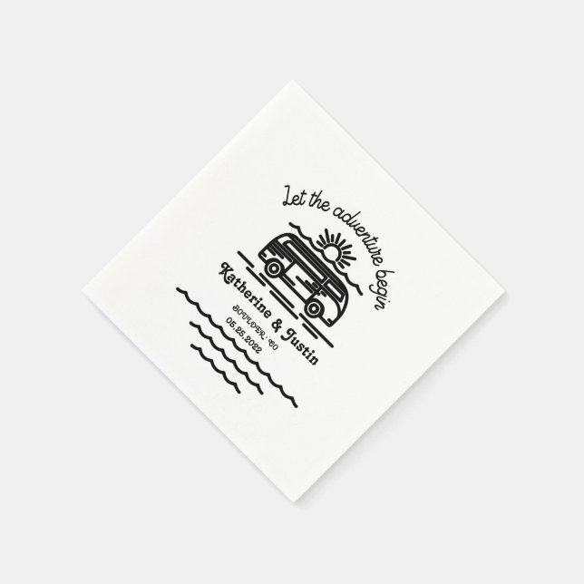 let our adventure begin rustic wedding napkin (Corner)