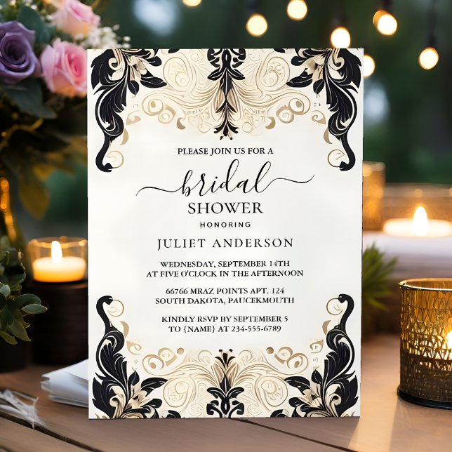 Let Retro Arabic Exotic Bold Damask Bridal Shower Invitation (Creator Uploaded)