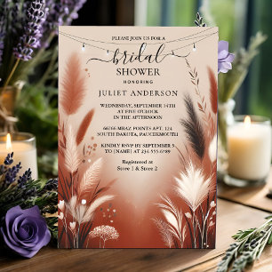 Let Rustic Boho Autumn Ombre Brown Bridal Shower Invitation