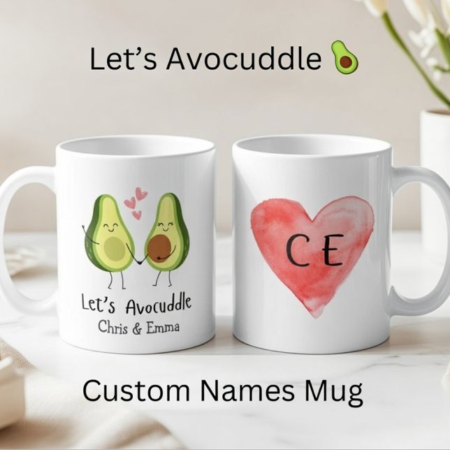 Let’s Avocuddle – Custom Avocado Couple Names Coffee Mug (Creator Uploaded)