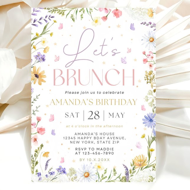 Let’s Brunch Invitation Template, Wildflower Birth (Creator Uploaded)
