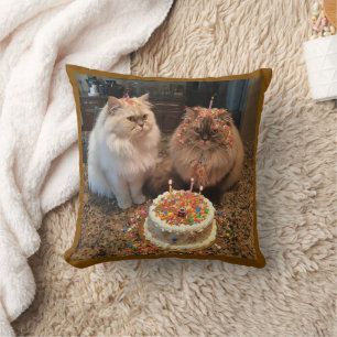 Let’s Celebrate! Cute Birthday Cat Throw Pillow