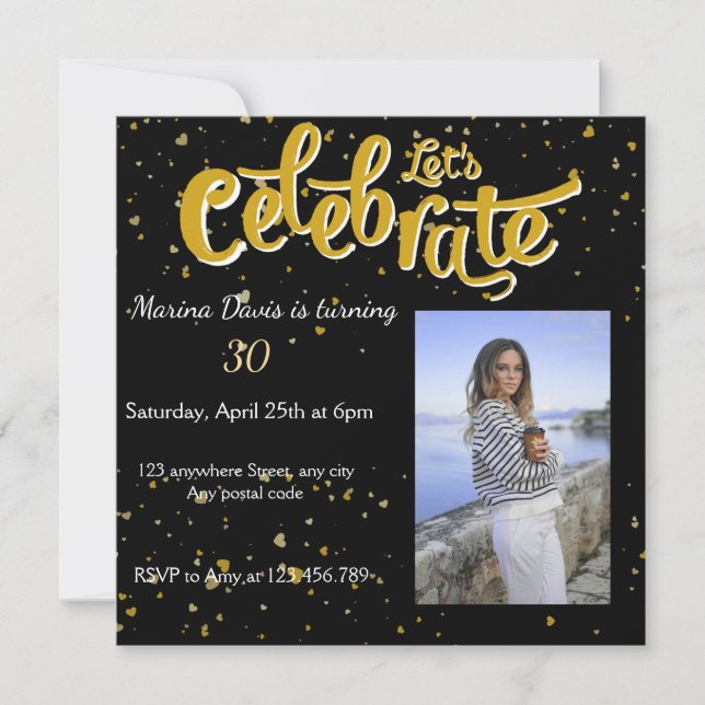 Let’s Celebrate Dazzling speckles  Invitation (Front)