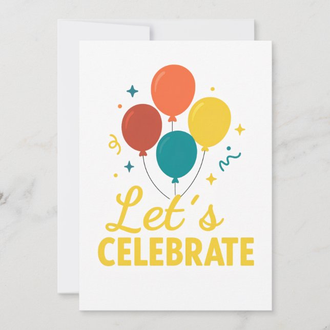 Let’s Celebrate Printable Party Invitation Design (Front)