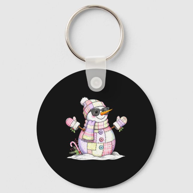 Let’s Chill Snowman Christmas Coffee Cute Holiday  Key Ring (Front)