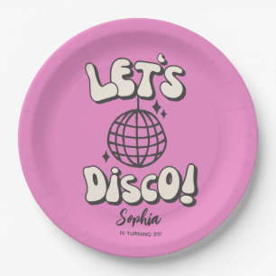 Let’s Disco Birthday Party Magenta Paper Plate