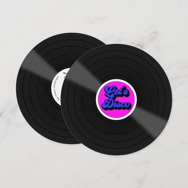 "Let’s Disco" Vinyl Record Birthday Party Invitation (Front/Back)