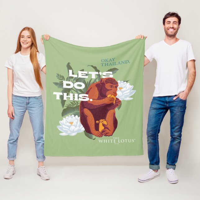 "Let’s Do This" Monkey - The White Lotus Fleece Blanket (In Situ)