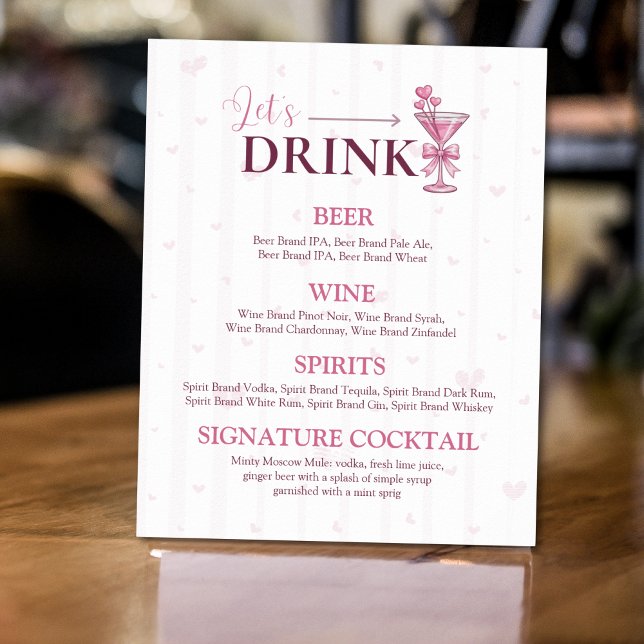 Let’s Drink Bar Menu Sign | A Tiny Bit Engaged  (Creator Uploaded)
