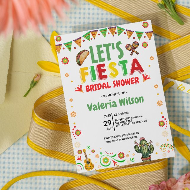 Let’s Fiesta Bridal Shower Colourful Mexican Invitation (let's fiesta bridal shower invitations cactus succulent mexican floral cinco de mayo colorful )
