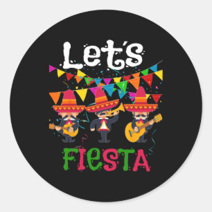 Let´s Fiesta Funny Cinco De Mayo Mexican Mariachi  Classic Round Sticker
