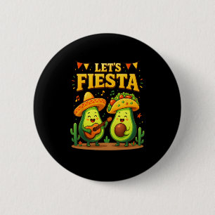 Let’s Fiesta Mexican Cinco De Mayo Avocado Tacos D 6 Cm Round Badge