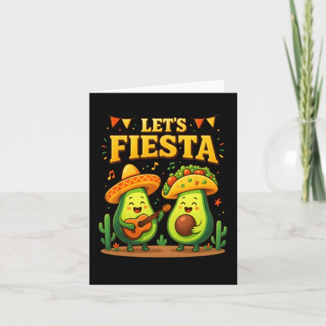 Let’s Fiesta Mexican Cinco De Mayo Avocado Tacos D Card (Front)