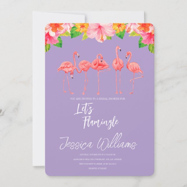 Let’s Flamingle! Tropical Bridal Shower Bash Invitation (Front)