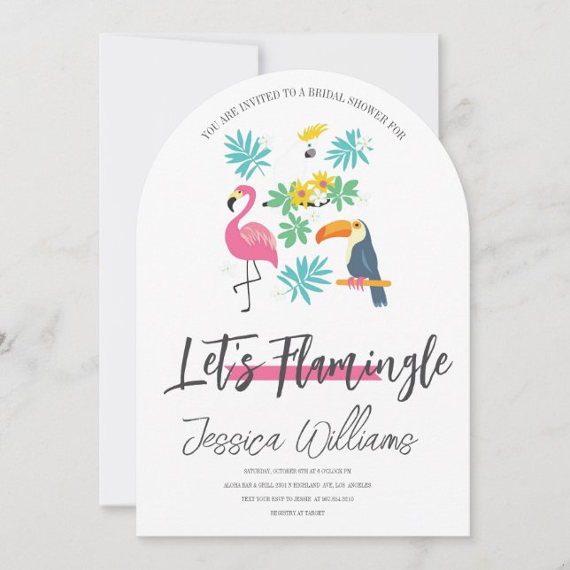 Let’s Flamingle! Tropical Bridal Shower Bash Invitation (Front)