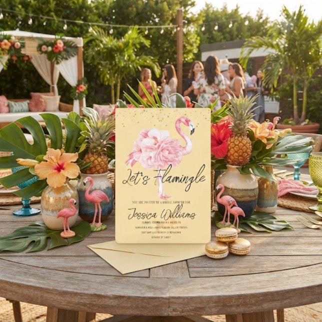 Let’s Flamingle! Tropical Bridal Shower Bash Invitation (Creator Uploaded)