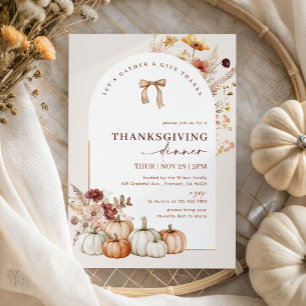 Let’s Gather Fall Arch Floral Thanksgiving Dinner Invitation