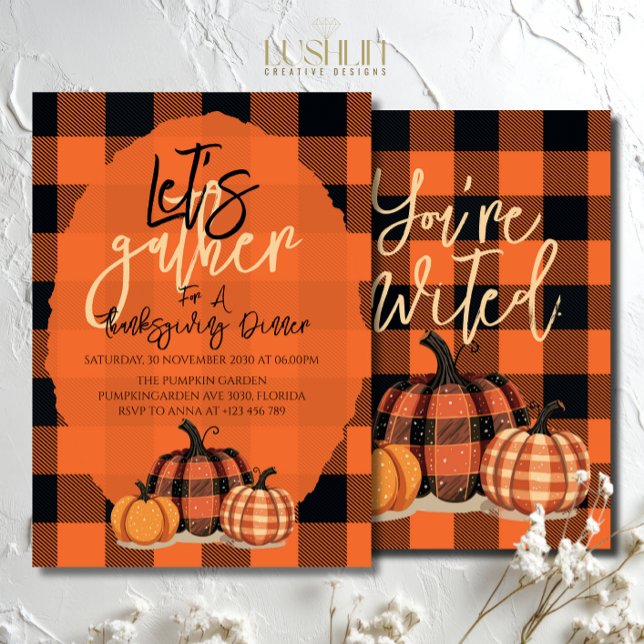 Let’s Gather Thanksgiving Dinner Fall Harvest Invitation (Creator Uploaded)
