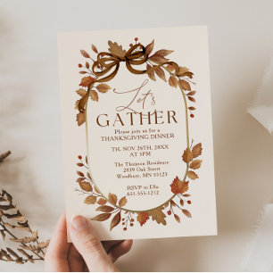 Let’s Gather Woodland Thanksgiving Dinner Invitati Invitation