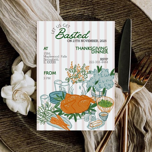 Let’s Get Basted Thanksgiving Dinner Invitation  (Creator Uploaded)