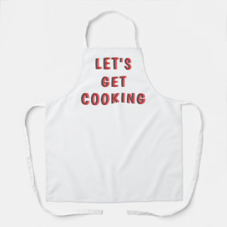“Let’s Get Cooking” Motivational White Apron | Fun