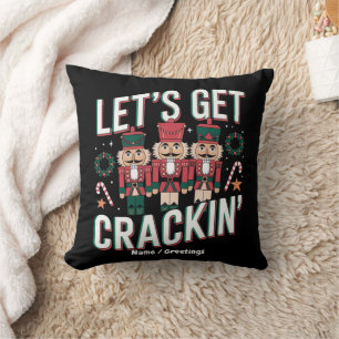 Let’s Get Crackin’ This Christmas Funny Retro Nut Cushion