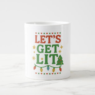 Let’s Get Lit Christmas Party Shirt • Retro Xmas L Large Coffee Mug
