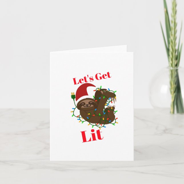 Let’s Get Lit Christmas Sloth Card (Front)