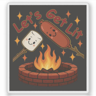 Let’s Get Lit Firepit – Cute Marshmallow & Hot Dog