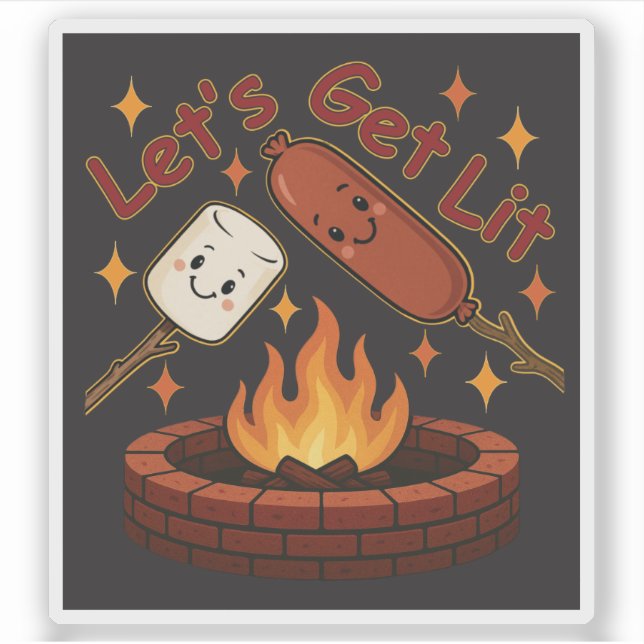 Let’s Get Lit Firepit – Cute Marshmallow & Hot Dog (Front)
