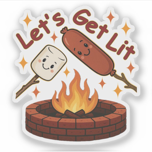 Let’s Get Lit Firepit – Cute Marshmallow & Hot Dog (Front)