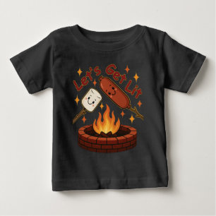 Let’s Get Lit Firepit – Cute Marshmallow & Hot Dog Baby T-Shirt