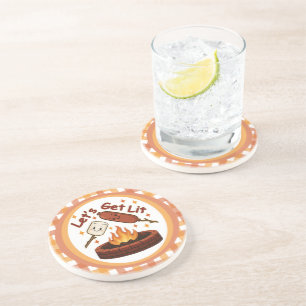 Let’s Get Lit Firepit – Cute Marshmallow & Hot Dog Coaster