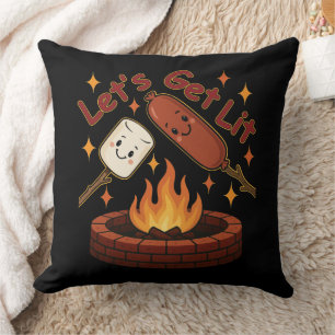 Let’s Get Lit Firepit – Cute Marshmallow & Hot Dog Cushion
