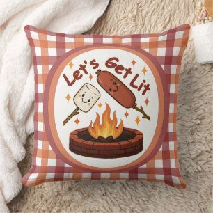 Let’s Get Lit Firepit – Cute Marshmallow & Hot Dog Cushion