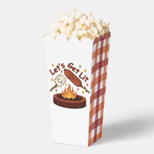 Let’s Get Lit Firepit – Cute Marshmallow & Hot Dog Favour Box (Popped)