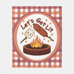 Let’s Get Lit Firepit – Cute Marshmallow & Hot Dog Fleece Blanket