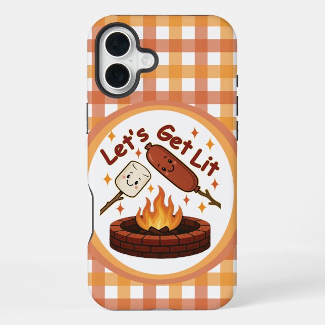 Let’s Get Lit Firepit – Cute Marshmallow & Hot Dog iPhone Case (Back)