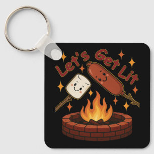 Let’s Get Lit Firepit – Cute Marshmallow & Hot Dog Key Ring