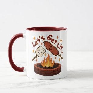 Let’s Get Lit Firepit – Cute Marshmallow & Hot Dog Mug