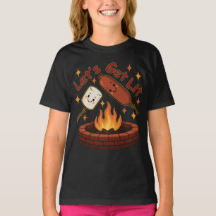 Let’s Get Lit Firepit – Cute Marshmallow & Hot Dog T-Shirt