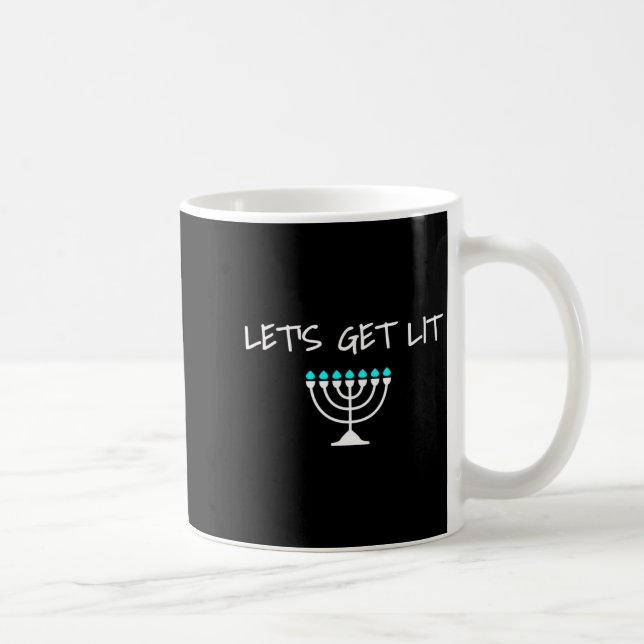 Let S Get Lit Jewish Hanukkah Menorah Chanukkah  Coffee Mug (Right)