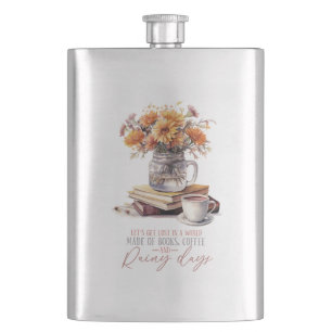 Let’s Get Lost – Books, Coffee & Rain Rustic Hip Flask
