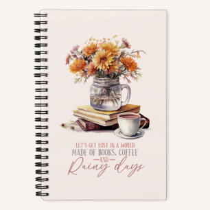 Let’s Get Lost – Books, Coffee & Rain Rustic Notebook